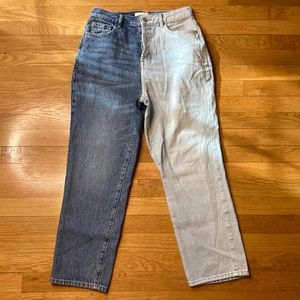 PacSun Two-Tone High Rise Jeans - Blue and Light Gray